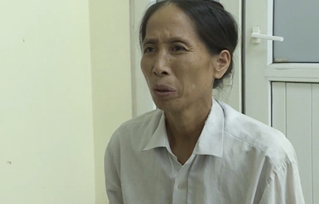 Bà Trần Thị Lan tại cơ quan điều tra.