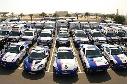Đội xe của lực lượng cứu hộ cứu nạn Dubai. Ảnh: Twitter