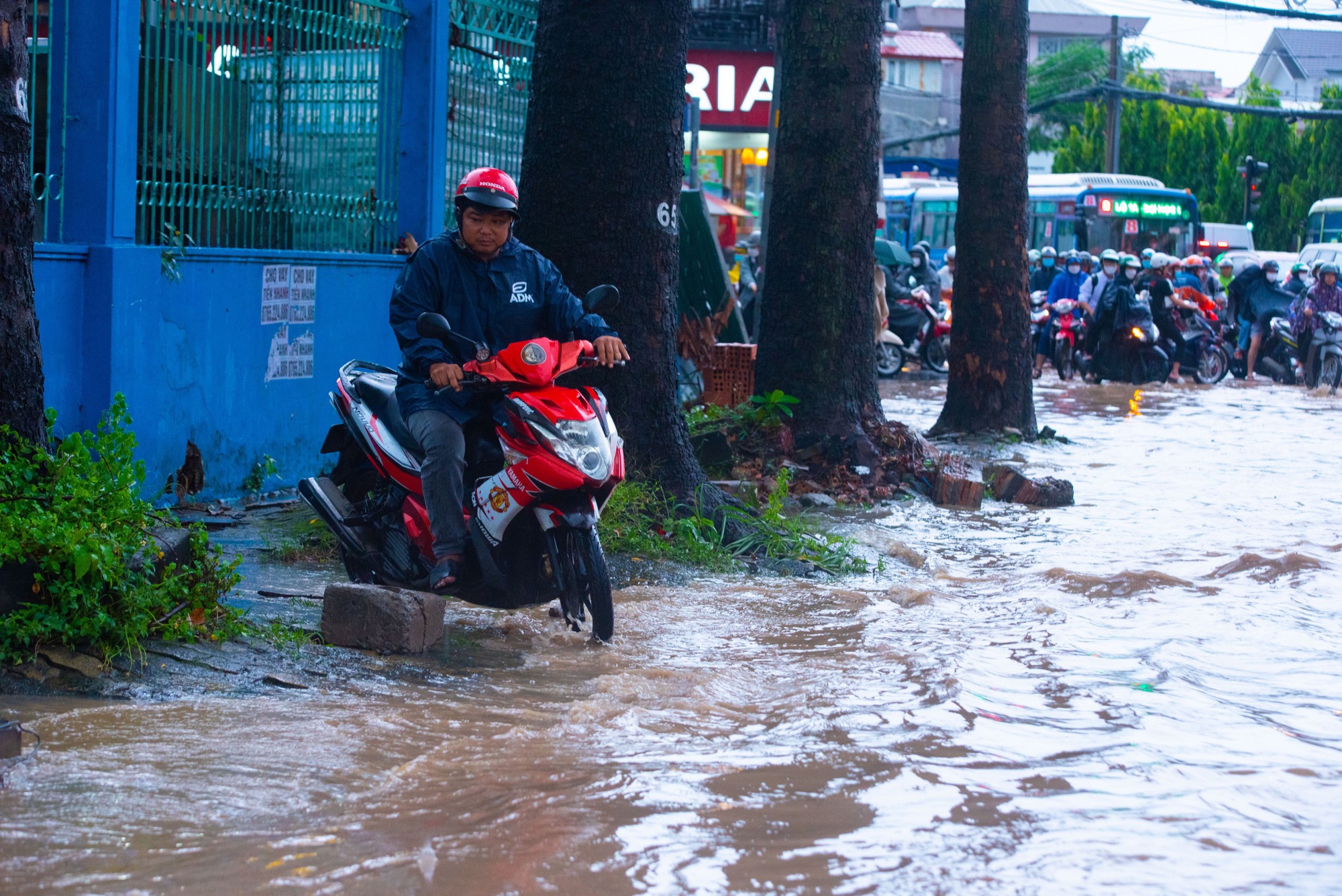 TP.HCM: Đường ngập sâu sau mưa lớn, người dân chật vật di chuyển - Ảnh 5.