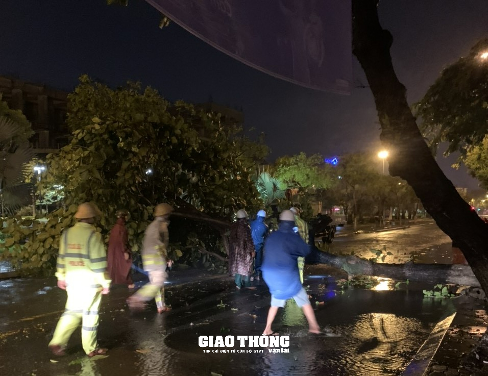 CSGT, Thanh tra GTVT Đà Nẵng, Quảng Nam &quot;trắng đêm&quot; trong mưa bão, dọn cây đổ, hướng dẫn giao thông - Ảnh 10.