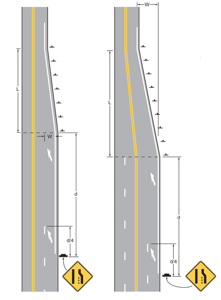 A drawing of a road with yellow markings  Description automatically generated