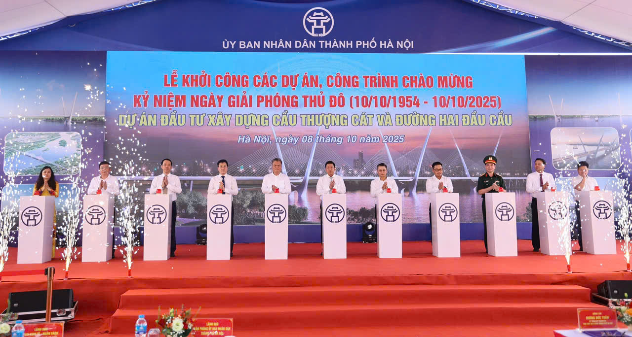 Khởi công xây dựng cầu Thượng Cát - cây cầu thứ 6 bắc qua sông Hồng - Ảnh 1.