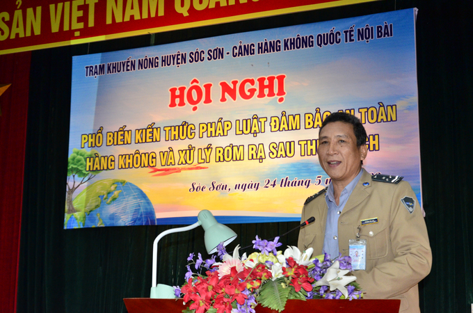 Ông Trương Hữu Linh, Trưởng phòng Giám sát ATHK Cảng vụ hàng không miền Bắc phát biểu