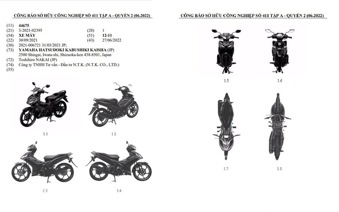 Hình ảnh xe côn tay mới mà Yamaha vừa đăng ký bảo hộ kiểu dáng công nghiệp tại Việt Nam

