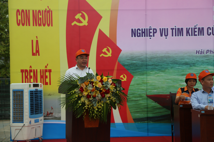 Ông Nguyễn Hoàng, Phó Cục trưởng Cục Hàng hải Việt Nam phát biểu tại hội thi

