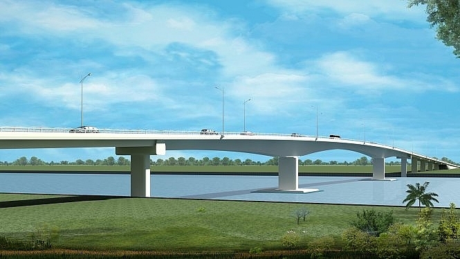 Phối cảnh công trình cầu Châu Đốc trên sông Hậu.