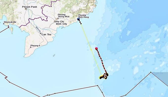 Tọa độ nơi phát tín hiệu cuối cùng của tàu Bth-97478 TS cách cảng Phan Thiết 126 hải lý (khoảng 233 km)