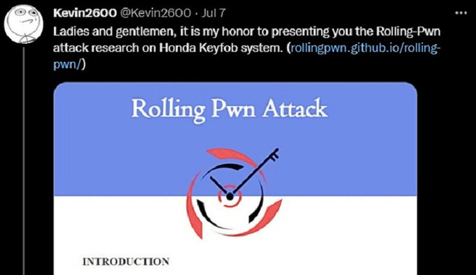 Kevin2600 thông báo về lỗ hổng bảo mật Rolling-Pwn trên Twitter cá nhân.

