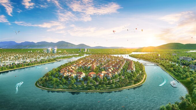 Sunneva Island là dự án khu đô thị đảo thượng lưu sở hữu hệ thống tiện ích đẳng cấp quốc tế tại Đà Nẵng. (Ảnh phối cảnh minh họa)