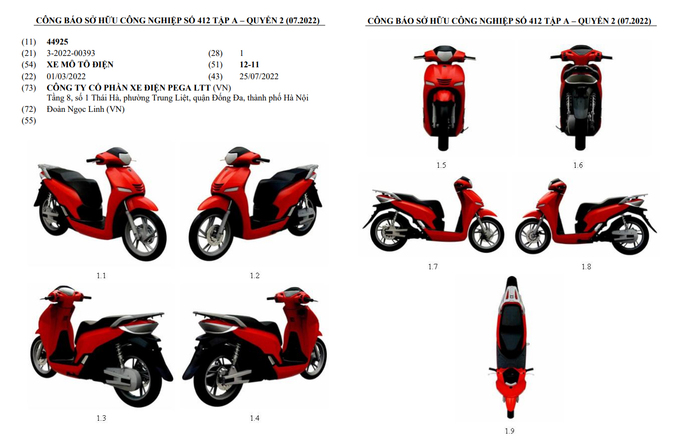 Xe điện mới VinFast, Pega, Datbike đồng loạt đăng ký kiểu dáng công nghiệp  | Tạp chí Giao thông vận tải