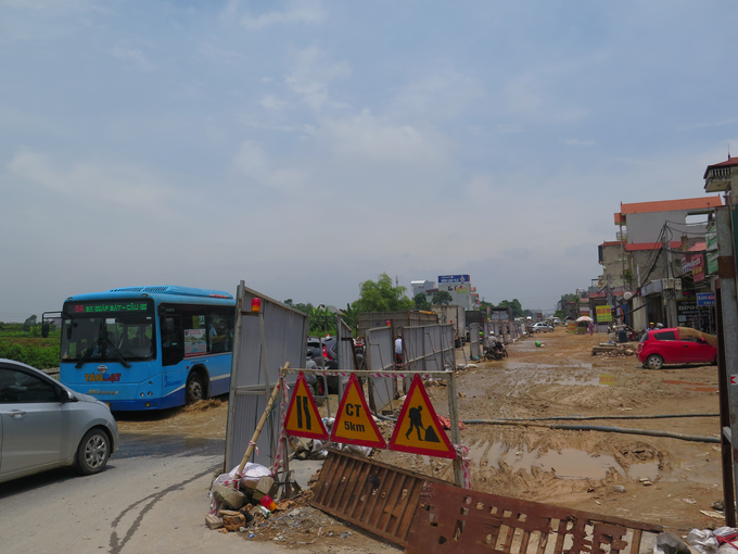 Hiện trường dự án mở rộng Quốc lộ 1A cũ từ Km189-Km194 qua địa phận huyện Thường Tín (chụp tháng 7/2022).