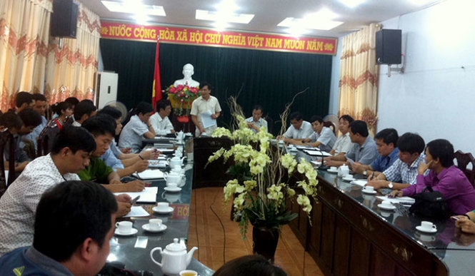 Toàn cảnh buổi họp báo chiều 6-8 tại UBND huyện Đô