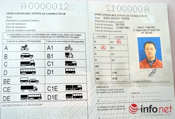 Mẫu giấy phép lái xe quốc tế được cấp cho người dâ