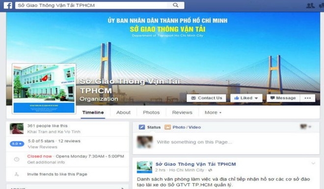 Sở GTVT TP HCM mở Facebook nhận góp ý của