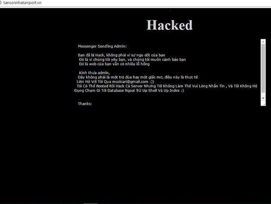Hacker tấn công website sân bay Tân Sơn Nhâ