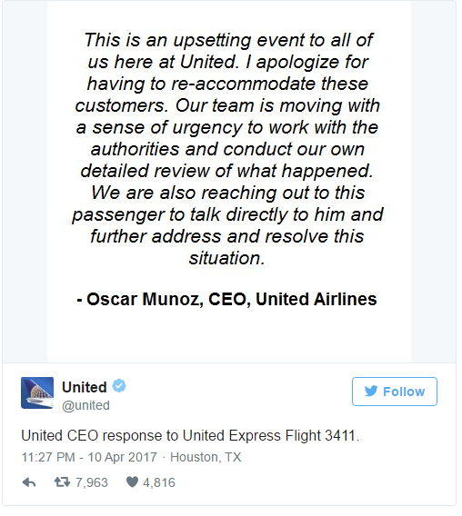 CEO hãng bay xin lỗi về vụ việc lôi hành khách xuố