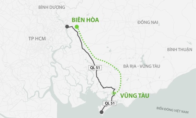 Hướng tuyến cao tốc Biên Hoà -Vũng Tàu