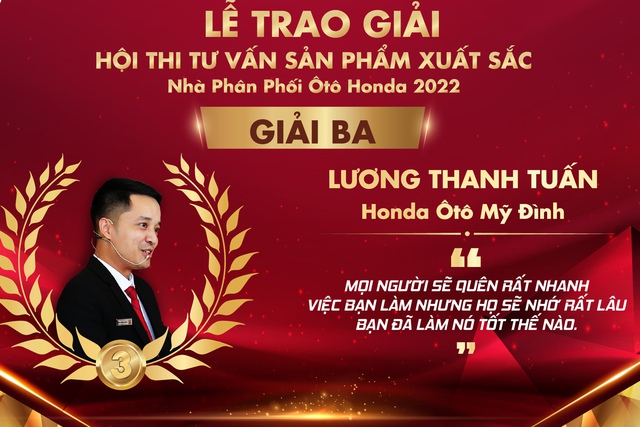 Giải Ba: Tư vấn sản phẩm Lương Thanh Tuấn - Đại lý Honda Ô tô Mỹ Đình