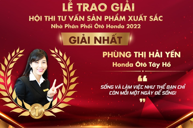 Giải Nhất: Tư vấn sản phẩm Phùng Thị Hải Yến - Đại lý Honda Ô tô Tây Hồ.