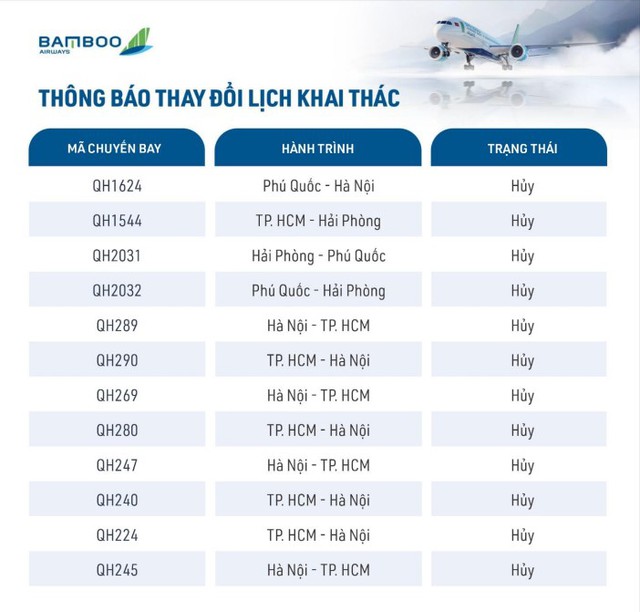 Bamboo Airways điều chỉnh kế hoạch khai thác một số chuyến bay do ảnh hưởng của bão số 1  - Ảnh 2.