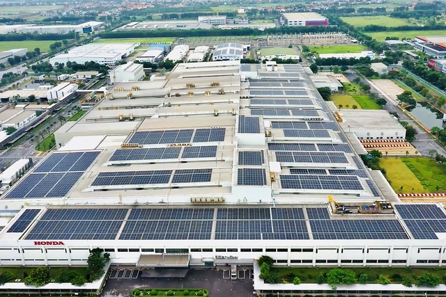 Hệ thống điện mặt trời áp mái hiện đã được sử dụng ở hai nhà máy của Honda tại tỉnh Vĩnh Phúc và Hà Nam.