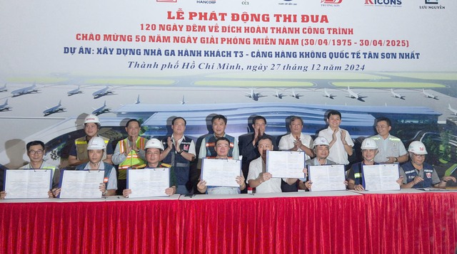 Phát động thi đua 120 ngày đêm hoàn thành Nhà ga T3 Tân Sơn Nhất dịp 30/4/2025 - Ảnh 1.