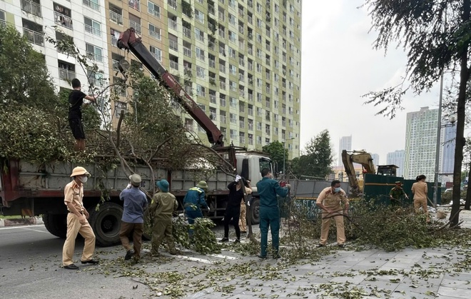 Hà Nội huy động tổng lực dọn dẹp đường phố sau bão số 3- Ảnh 4.