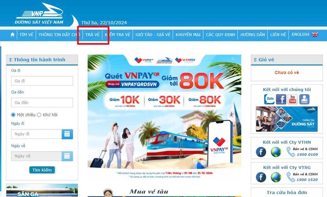 Ngành đường sắt áp dụng trả vé trực tuyến không thu phí- Ảnh 1. Ngành đường sắt áp dụng trả vé trực tuyến không thu phí- Ảnh 1.