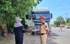 Video nữ tài xế xe tải không chấp hành kiểm tra tải trọng xe, "đôi co" với CSGT Bình Định