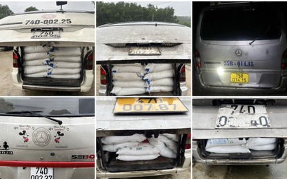 CSGT Quảng Trị bắt giữ 9 ôtô tải Van quá tải, chở 36 tấn đường nhập lậu