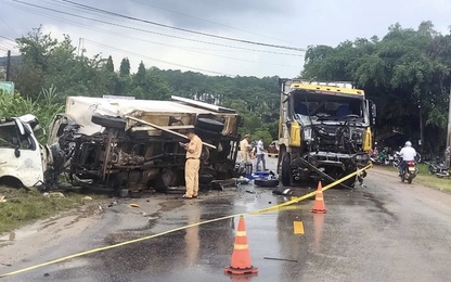 Hai xe tải tông trực diện trên QL19 ở Gia Lai, 1 tài xế tử vong