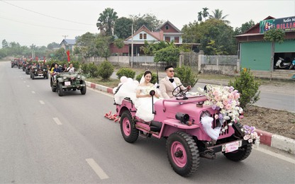 Đoàn xe Jeep cổ đón dâu cực chất của chú rể 10X Thái Nguyên