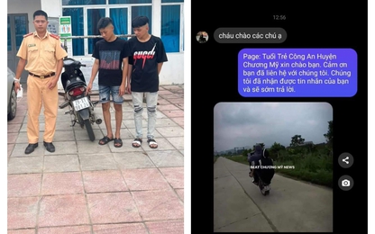 Hà Nội: CSGT Chương Mỹ nhanh chóng xác minh 2 thanh niên bốc đầu xe máy khoe trên mạng xã hội