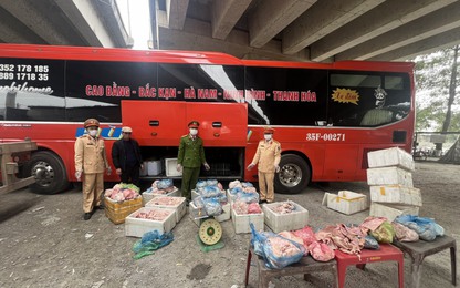 Xe khách chở gần 1 tấn bì lợn, mỡ lợn hôi thối về cơ sở làm nem chua ở Thanh Hóa