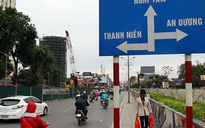Hà Nội: Phân luồng phục vụ thi công cầu vượt nút giao An Dương-Thanh Niên