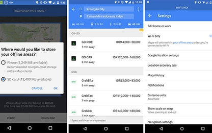 Google Maps (Android) cho phép lưu dữ liệu bản đồ vào thẻ nhớ