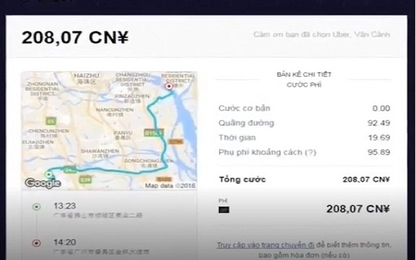 Khách hàng Việt Nam bị trừ tiền đi Uber từ Trung Quốc