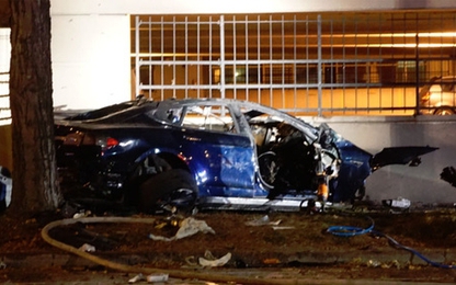 Tesla Model S đâm vào gốc cây rồi phát nổ, đôi nam nữ tử vong