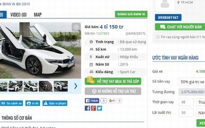 BMW i8 cũ được rao bán 4,2 tỷ đồng, bằng nửa giá khi mới mua