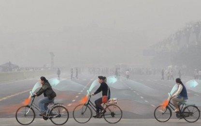 Xe đạp "ăn" khói mù và nhả không khí sạch ở Trung Quốc