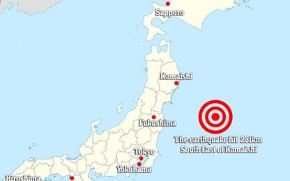 Động đất mạnh ngoài khơi Nhật Bản, gần nhà máy điện hạt nhân Fukushima
