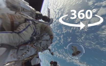 Choáng ngợp với video 360 độ quay cảnh đi bộ ngoài không gian