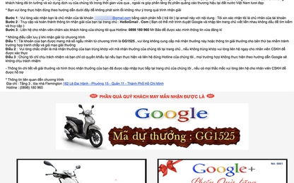 Người dùng Việt "lao đao"vì nạn giả mạo Google báo trúng thưởng giá trị "khủng"