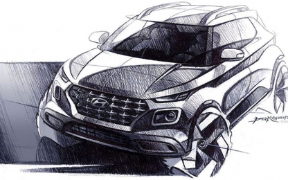 Lộ hình hài crossover Hyundai VENUE qua bản vẽ phác chính thức