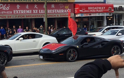 Ferrari phủ cờ TQ rú ga ở Canada ‘khoe mẽ’ với người ủng hộ HK