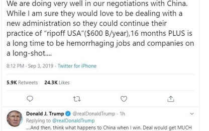 Trump cảnh báo Trung Quốc không kéo dài đàm phán