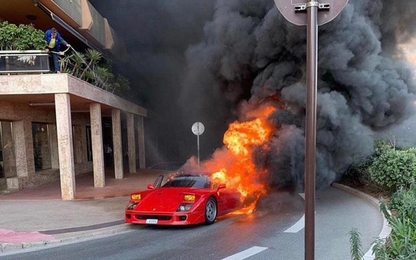 Siêu phẩm Ferrari F40 bốc cháy dữ dội tại Monaco