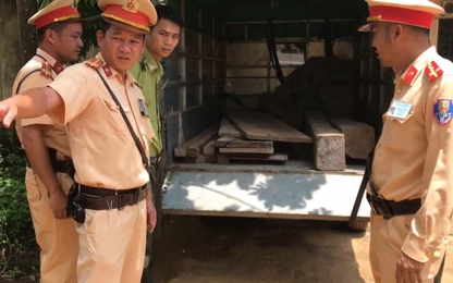 CSGT Hà Nội bắt giữ xe chở gỗ lậu kịch tính như phim hành động