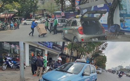 'Ma trận' taxi dù 'chặt chém' hành khách khu vực bến xe Giáp Bát