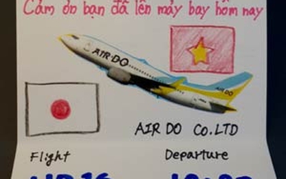 Hàng không Nhật viết thiệp bằng tiếng Việt để chào đón hành khách Việt